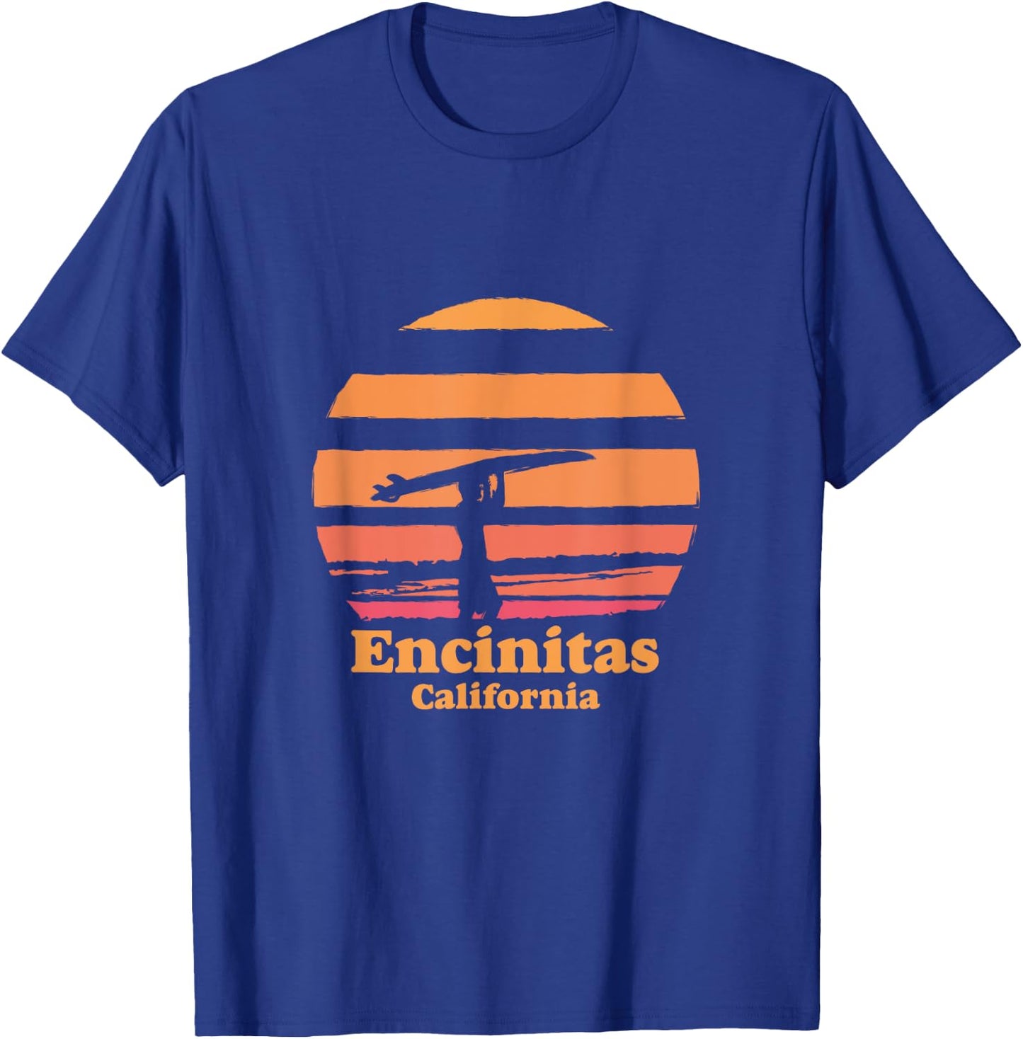 Encinitas California Retro Surf Vintage Surfing Sun 70's T-Shirt - T-Shirt | Royal