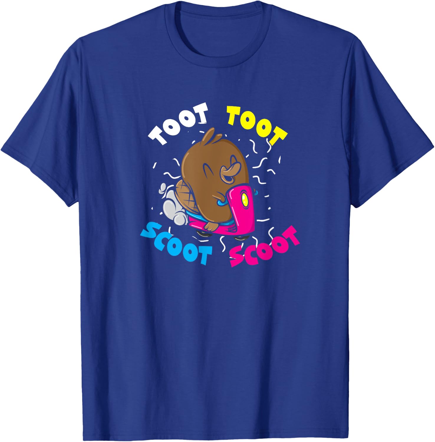 Platypus Riding Scooter Shirt Toot Toot Scoot Scoot Funny T-Shirt - T-Shirt | Royal