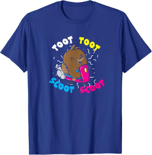 Platypus Riding Scooter Shirt Toot Toot Scoot Scoot Funny T-Shirt - T-Shirt | Royal