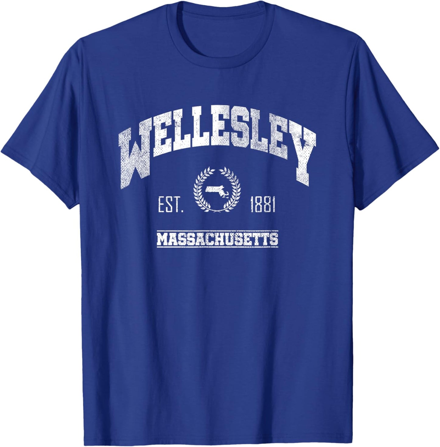 Wellesley MA | Massachusetts | Vintage Throwback T-Shirt - T-Shirt | Royal