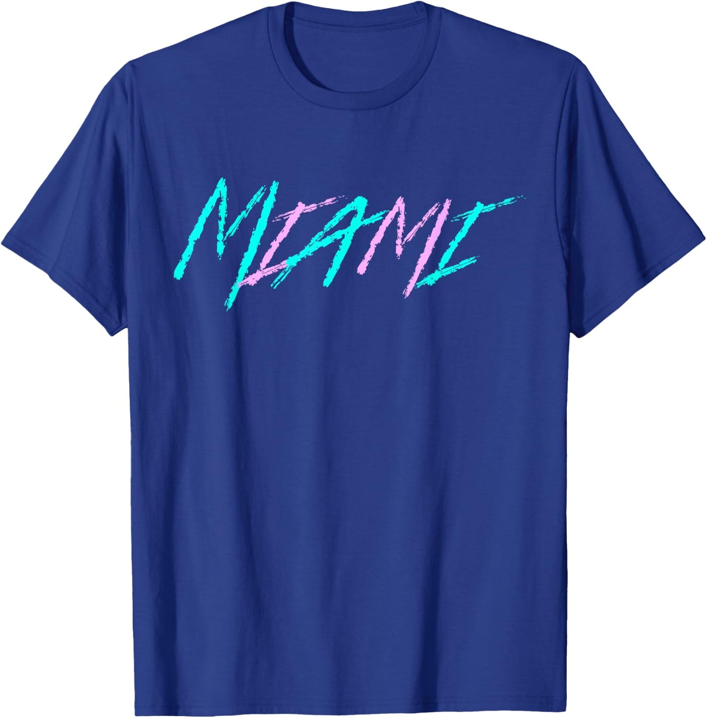Classic 90's Teal and Pink Color Miami T-Shirt - T-Shirt | Royal