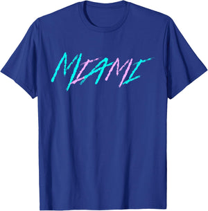 Classic 90's Teal and Pink Color Miami T-Shirt - T-Shirt | Royal