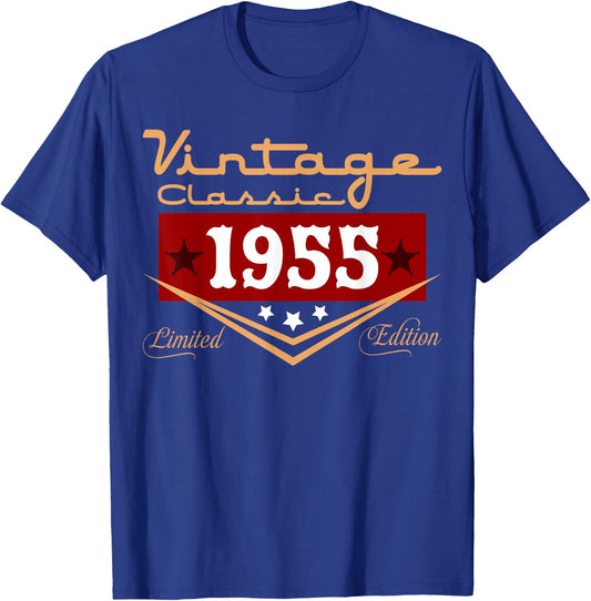 Vintage 70th Birthday Decorations Vintage 1955 70 Years Old T-Shirt - T-Shirt | Royal