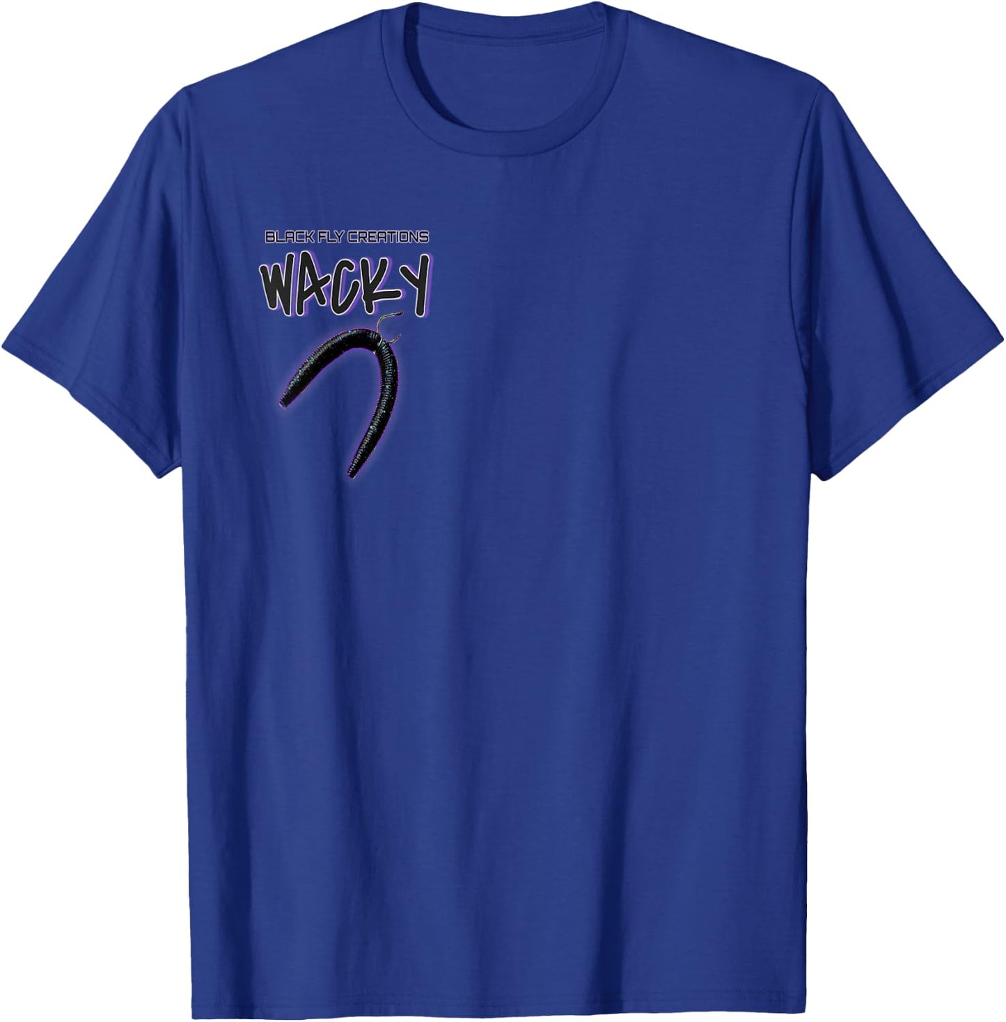 Black Fly Wacky Worm Senko Hook Jacket & Bass Fishing T-Shirt - T-Shirt | Royal