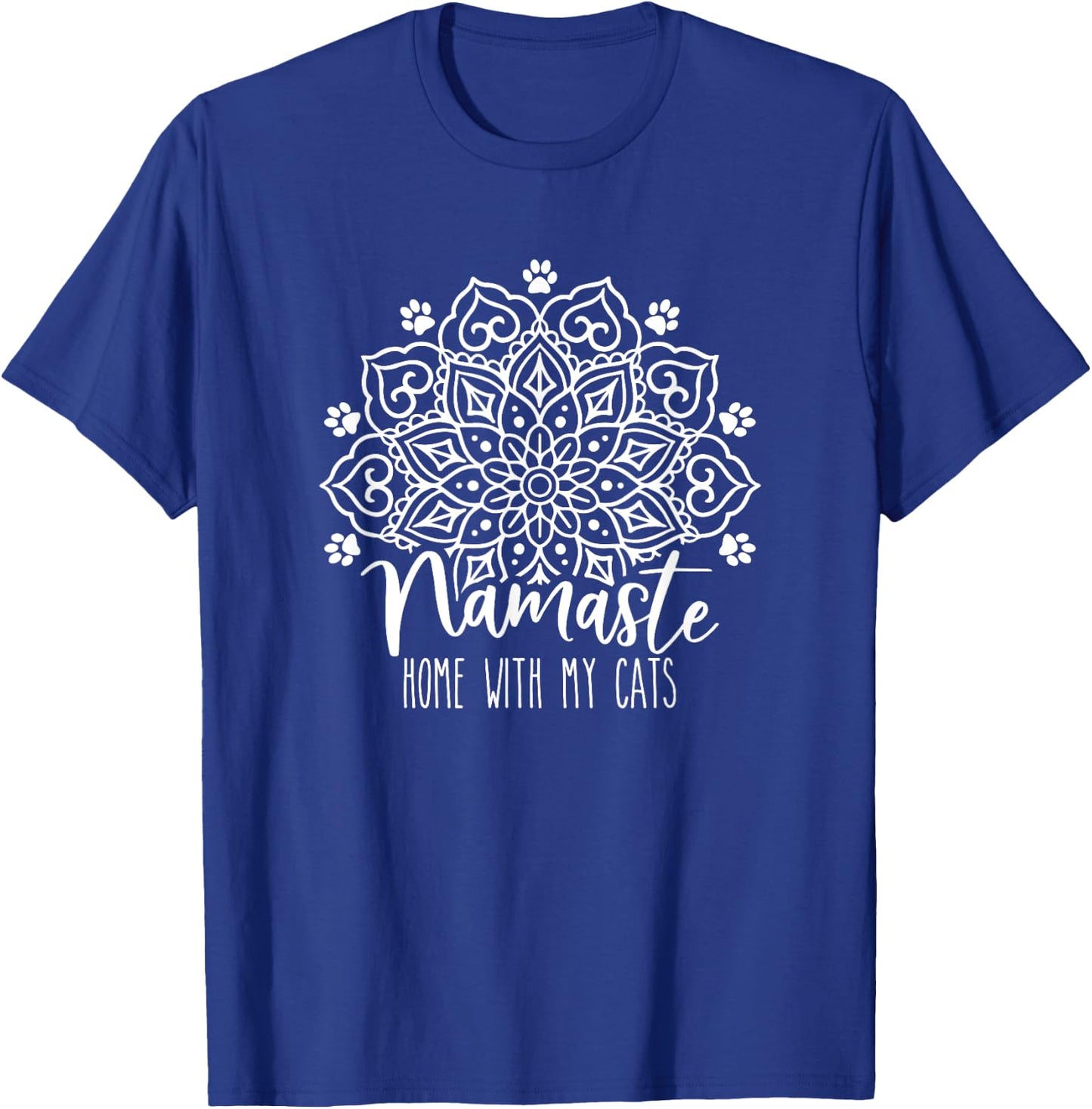 Namaste Home With My Cats Mandala, Fun Yoga Cat Lovers T-Shirt - T-Shirt | Royal