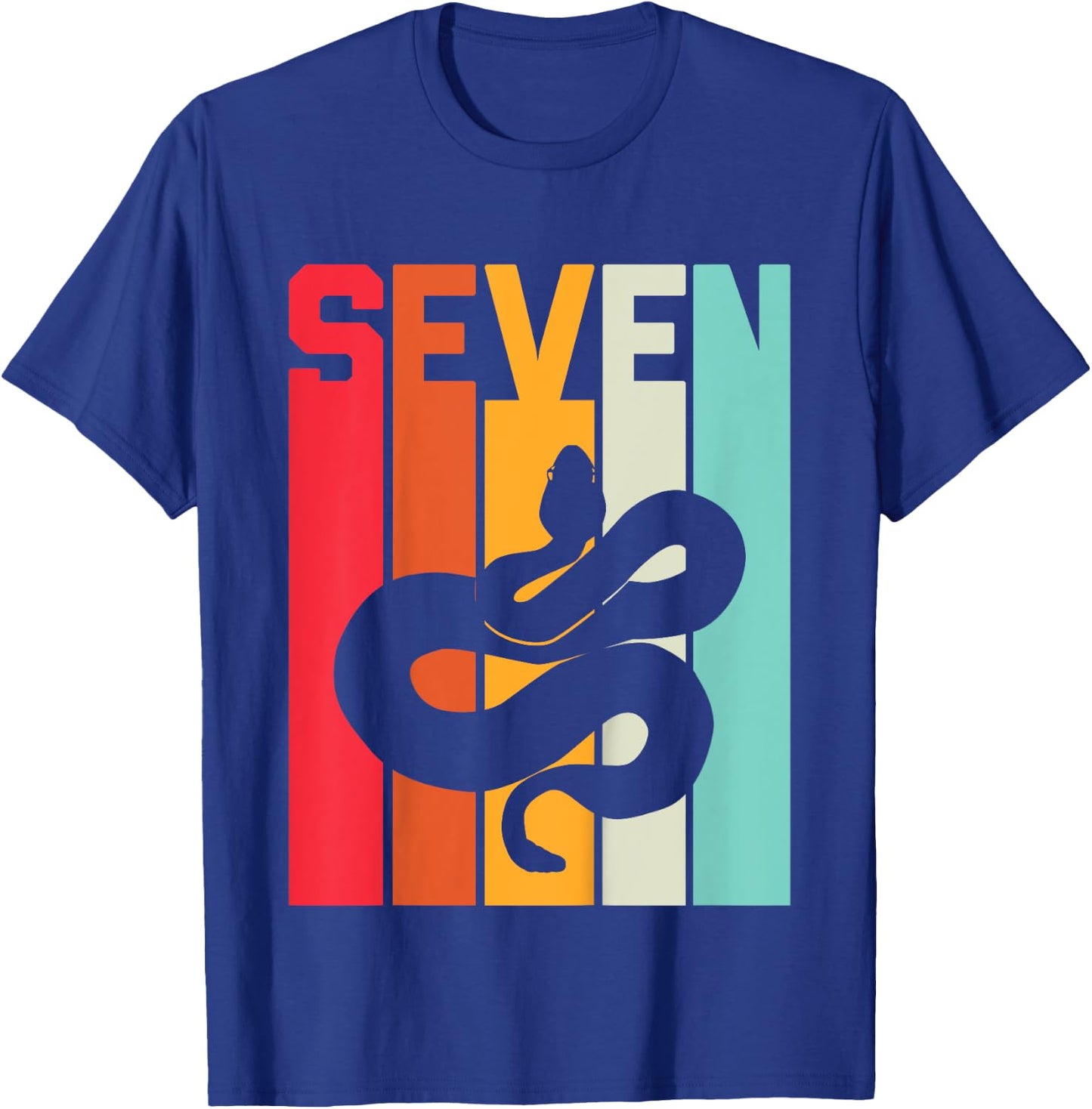 7th Birthday Vintage Snake Lover Pet Reptile 7 Years Old T-Shirt - T-Shirt | Royal