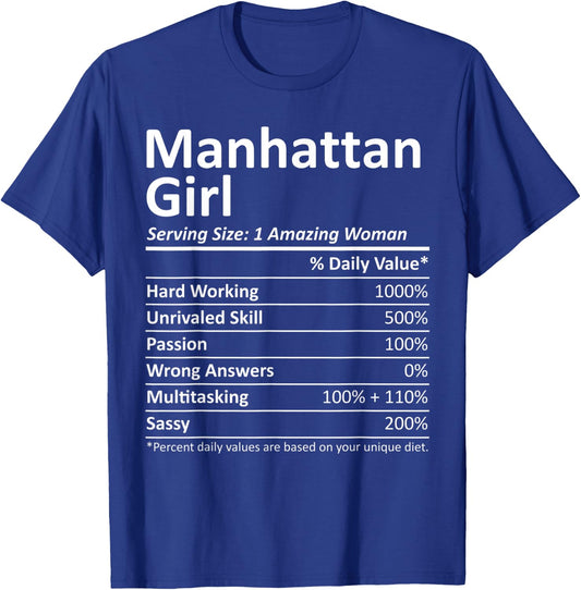 MANHATTAN GIRL NY NEW YORK Funny City Home Roots USA Gift T-Shirt - T-Shirt | Royal