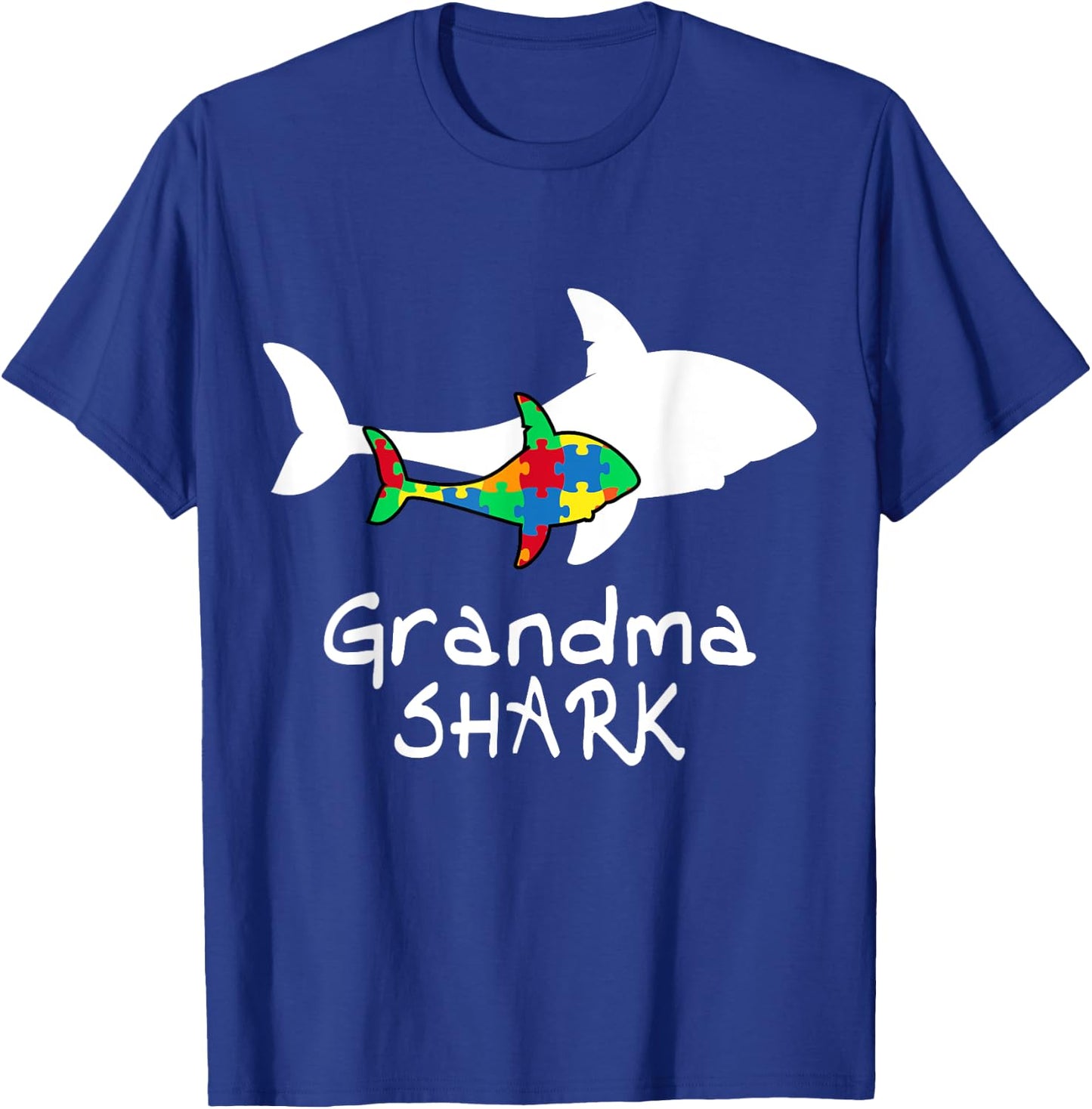Grandma Shark Puzzle Piece Cool Autism Awareness Gift T-Shirt - T-Shirt | Royal