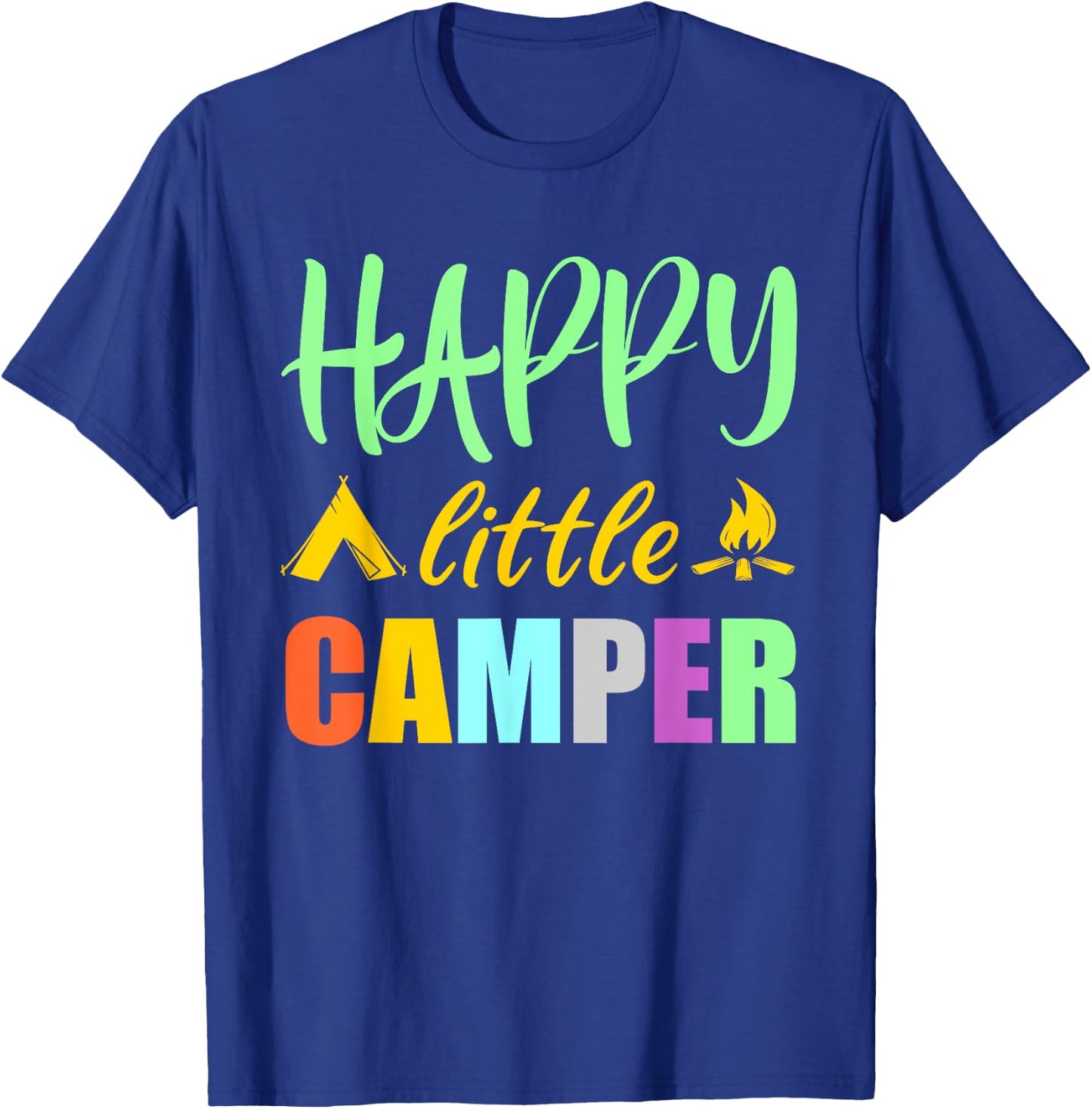 Happy Little Camper Tent Campfire for Camping Kids T-Shirt - T-Shirt | Royal