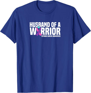 Husband of a Warrior Purple Ribbon Thyroid Cancer Awareness T-Shirt - T-Shirt | Royal