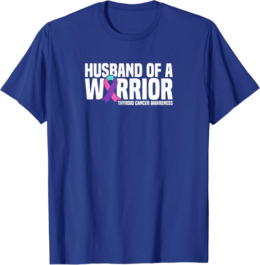 Husband of a Warrior Purple Ribbon Thyroid Cancer Awareness T-Shirt - T-Shirt | Royal