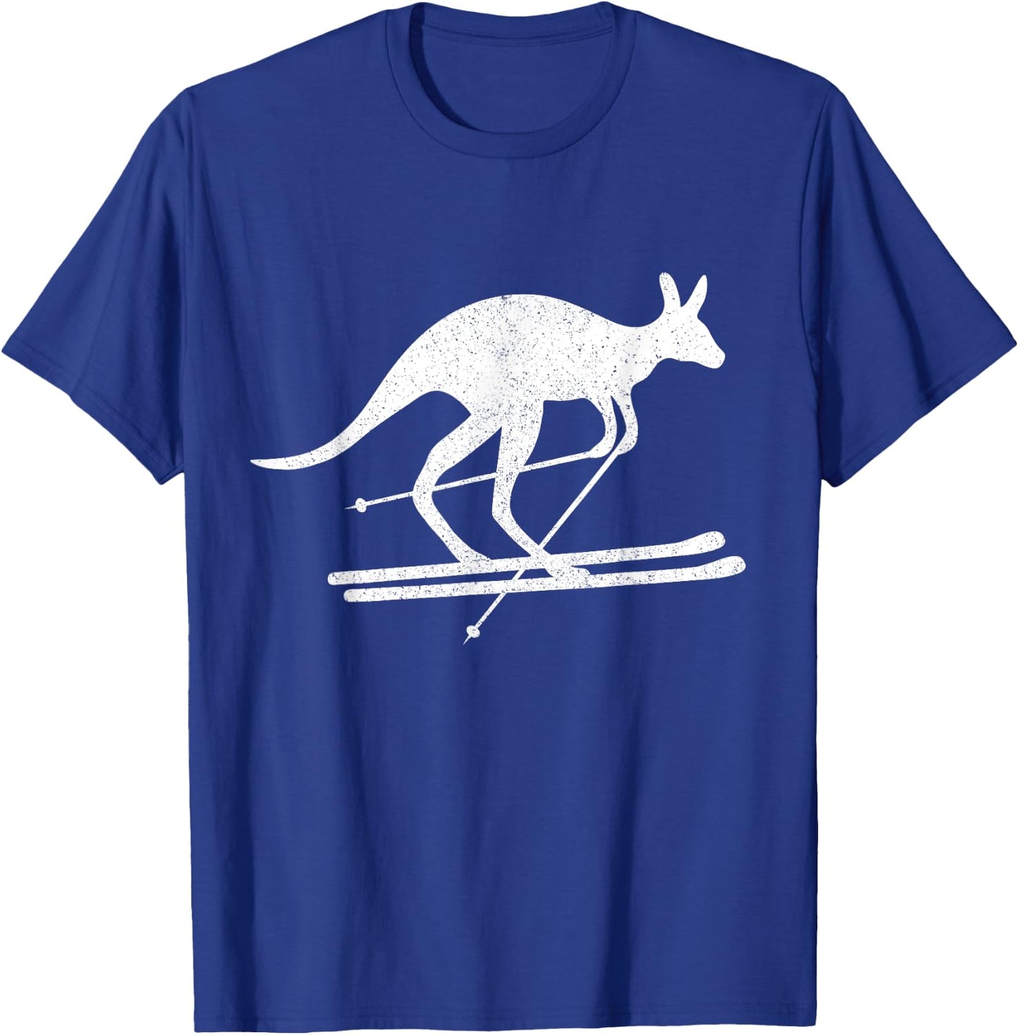 Kangaroo Skiing Fun Winter Sports Australia Travel Gift T-Shirt - T-Shirt | Royal