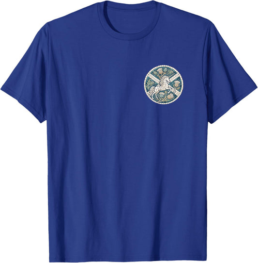 Scottish Unicorn w Thistles and Saltire - Proud Scotland T-Shirt - T-Shirt | Royal
