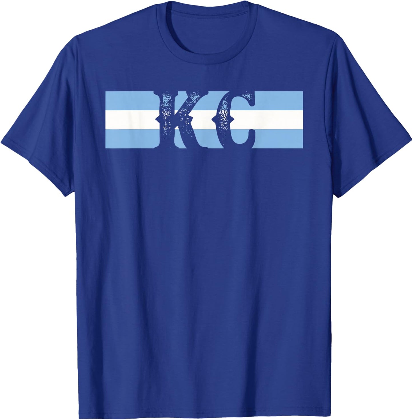 Retro Vintage Blue Stripes KC Kansas City T-Shirt - T-Shirt | Royal