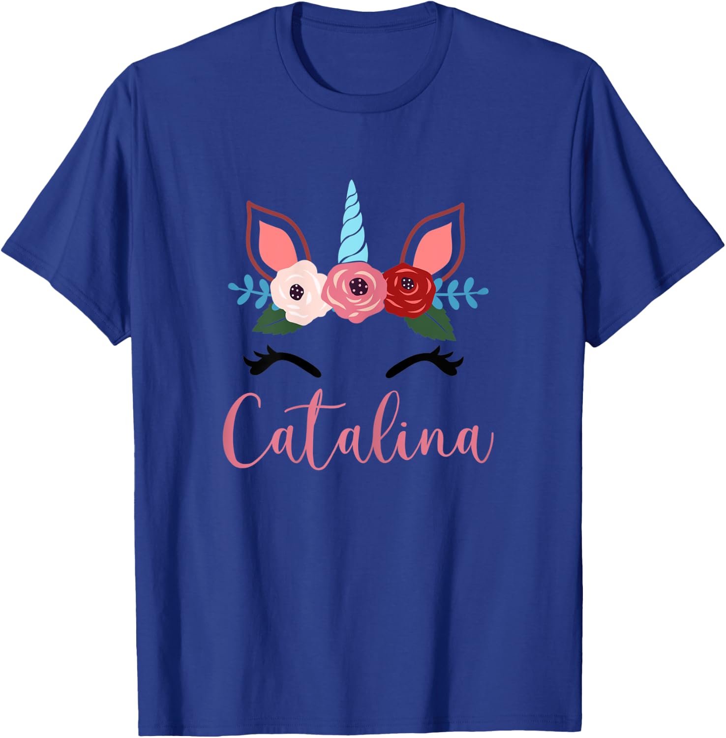 Cute Catalina Magical Floral Unicorn For Girls T-Shirt - T-Shirt | Royal