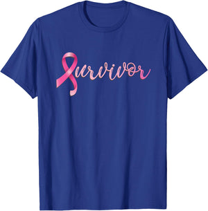 Breast Cancer Survivor Pink Ribbon Recovery T-Shirt - T-Shirt | Royal