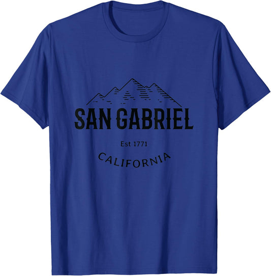 Retro Cool San Gabriel California Mountains Novelty Art T-Shirt - T-Shirt | Royal