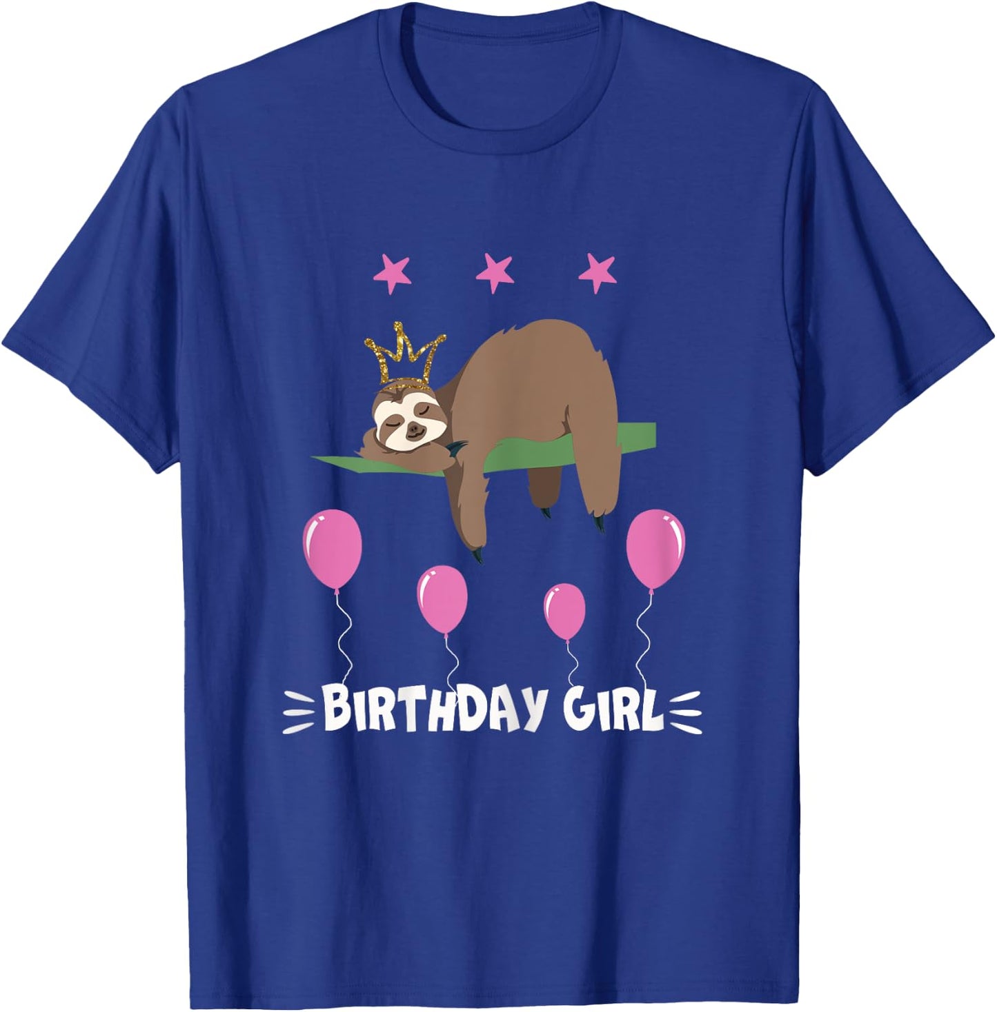 Cute cute sloth balloons girl birthday party animal T-Shirt - T-Shirt | Royal