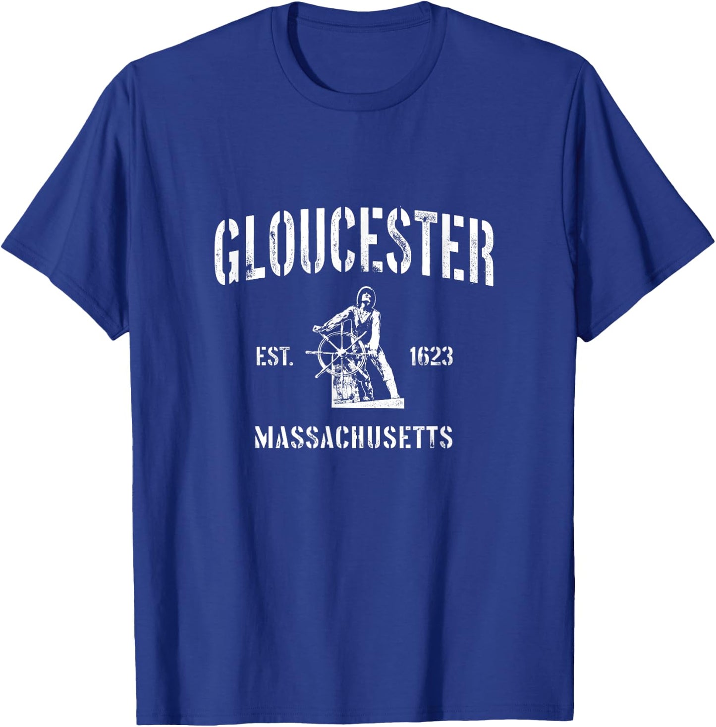 Gloucester MA Fisherman Statue Design T-Shirt - T-Shirt | Royal