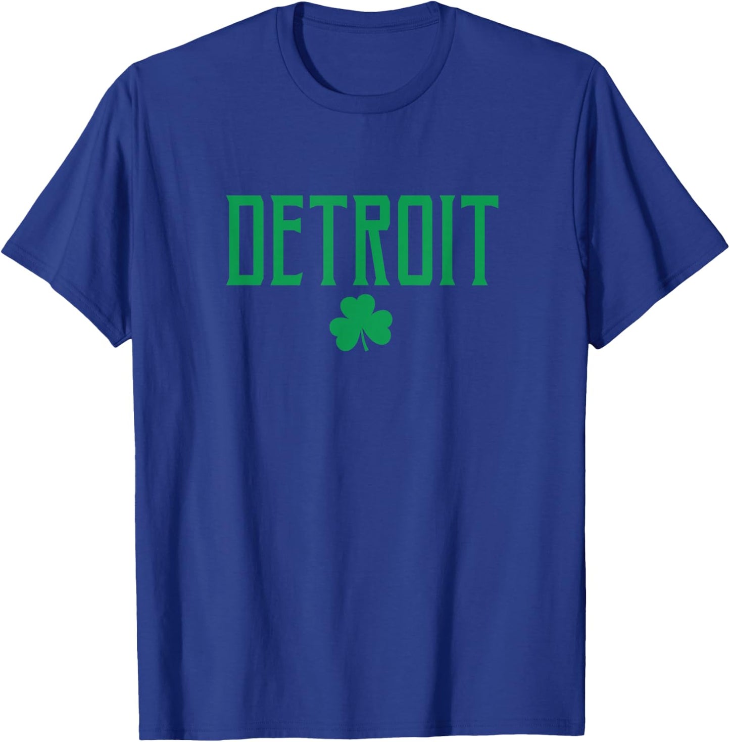 Detroit Text and Irish Shamrock Green Print T-Shirt - T-Shirt | Royal