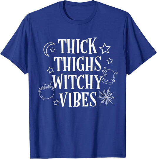 Thick Thighs Witch Vibes Funny Halloween T-Shirt - T-Shirt | Royal
