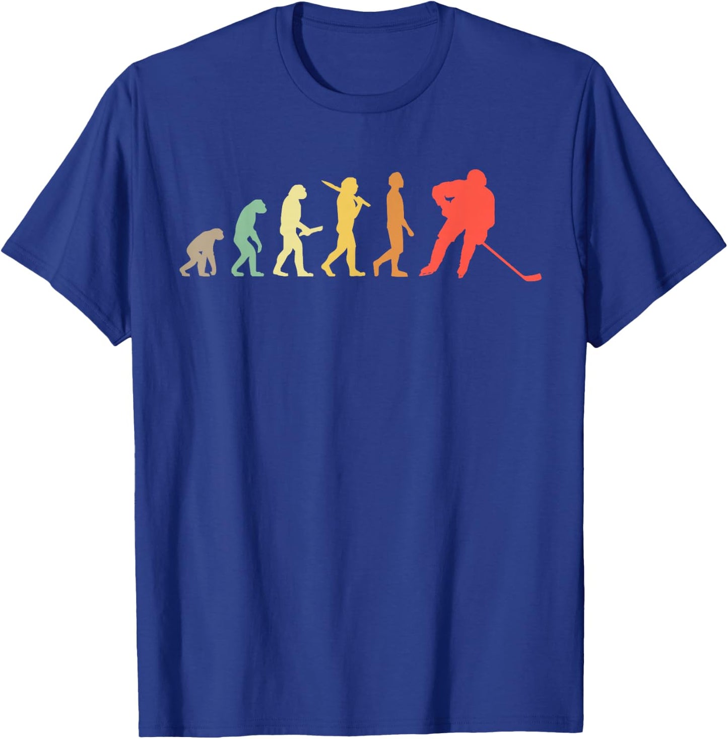 Retro Ice Hockey Evolution Gift Ice Hockey Players T-Shirt - T-Shirt | Royal