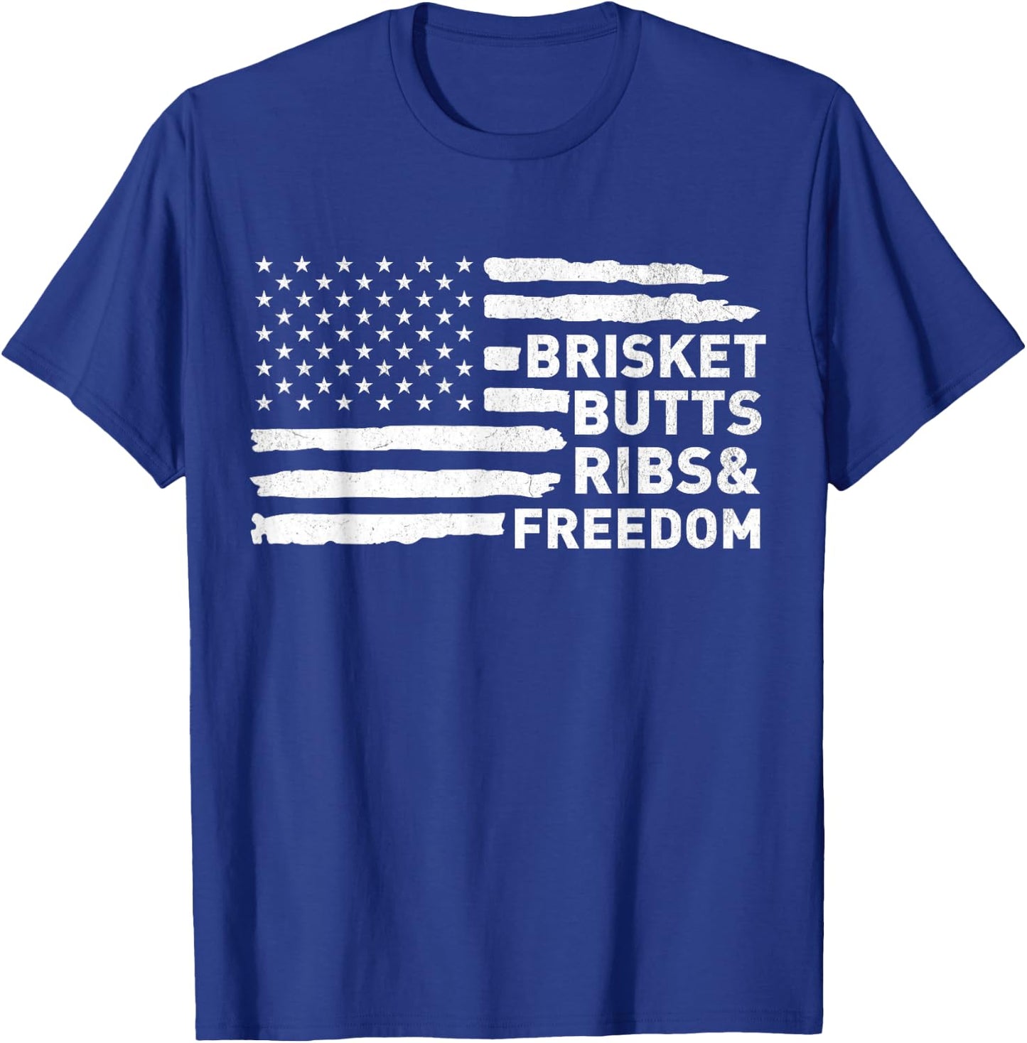 Brisket Butts Ribs and Freedom Vintage American BBQ Pride T-Shirt - T-Shirt | Royal