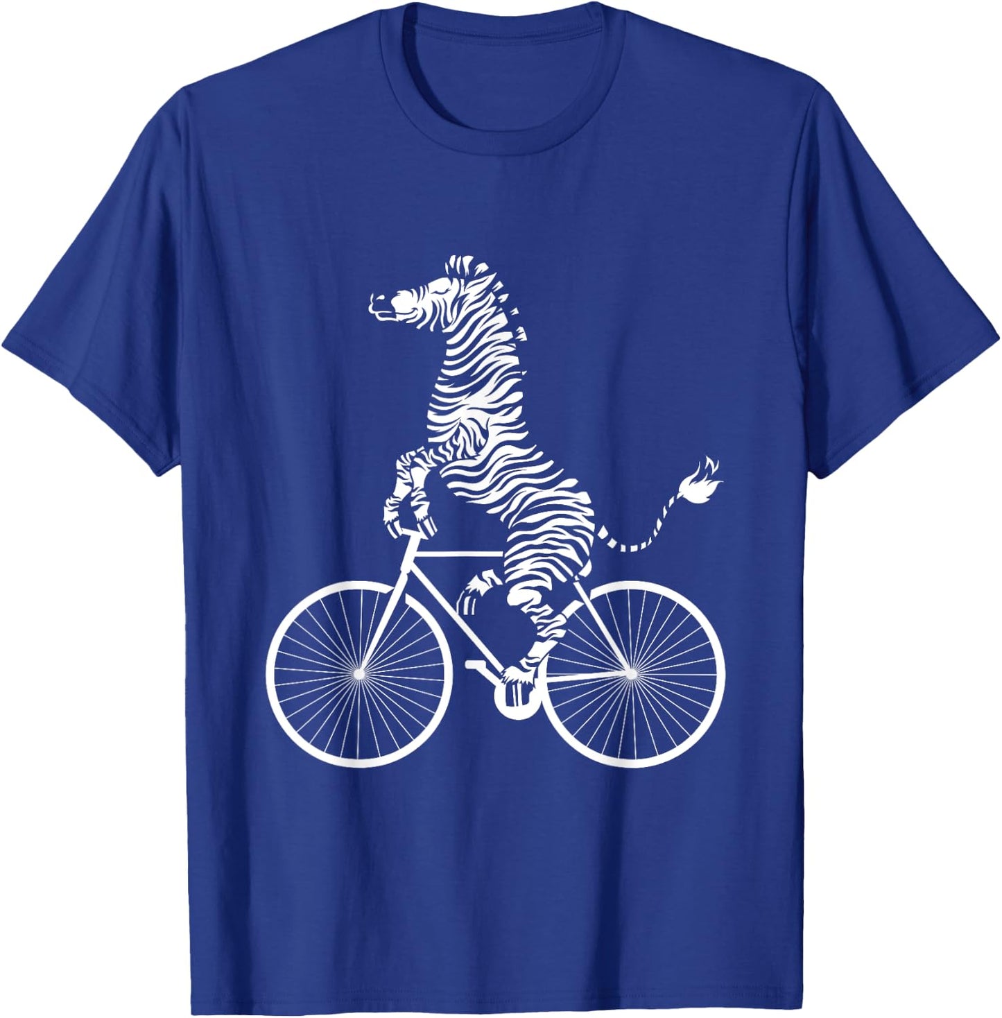 Funny Zebra Riding On A Bike Funny Bicycle Animal Lover Gift T-Shirt - T-Shirt | Royal