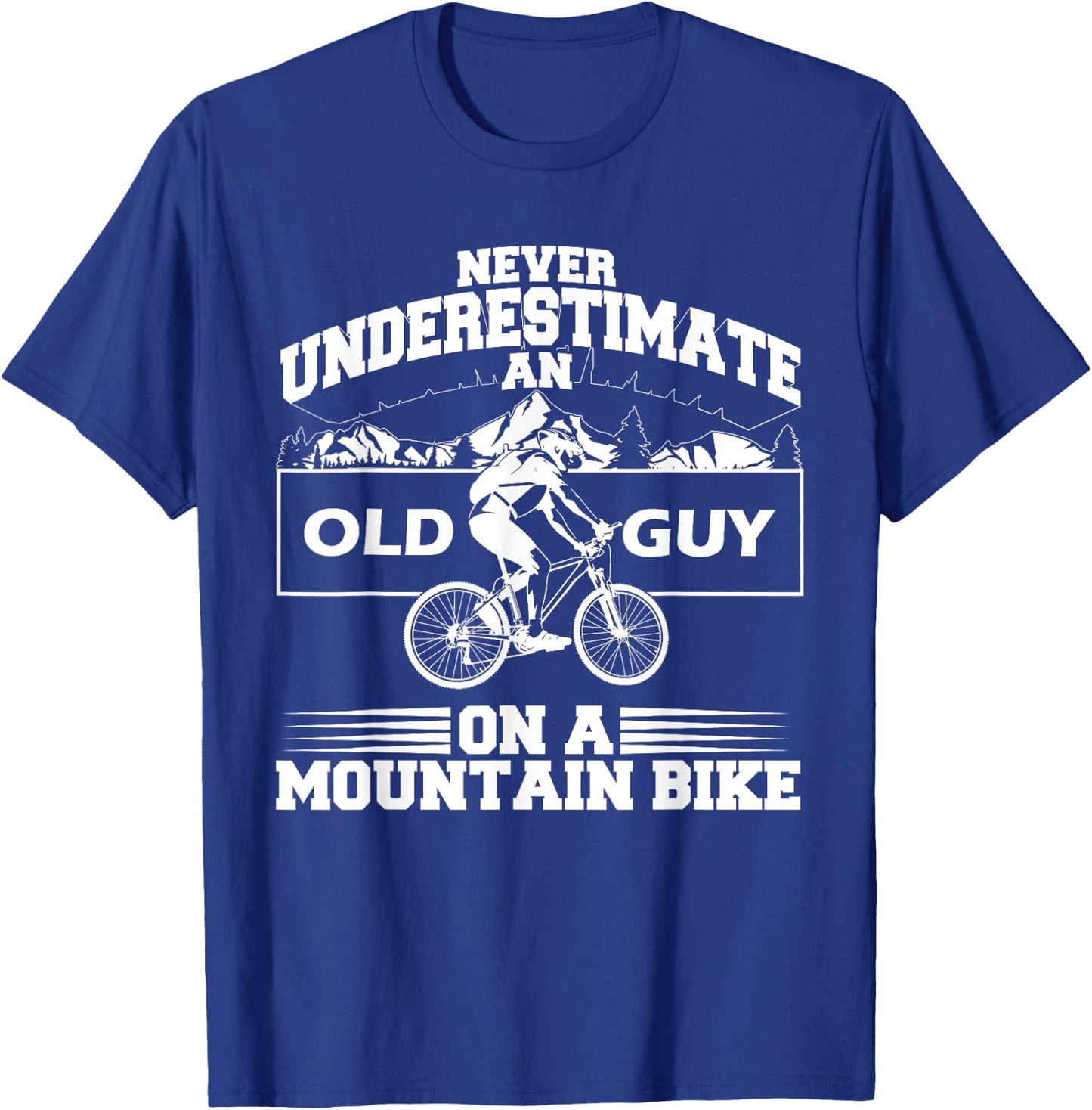 Funny Old Biker Mountain Bike Gift | Cute Bicycle Riders Men T-Shirt - T-Shirt | Royal