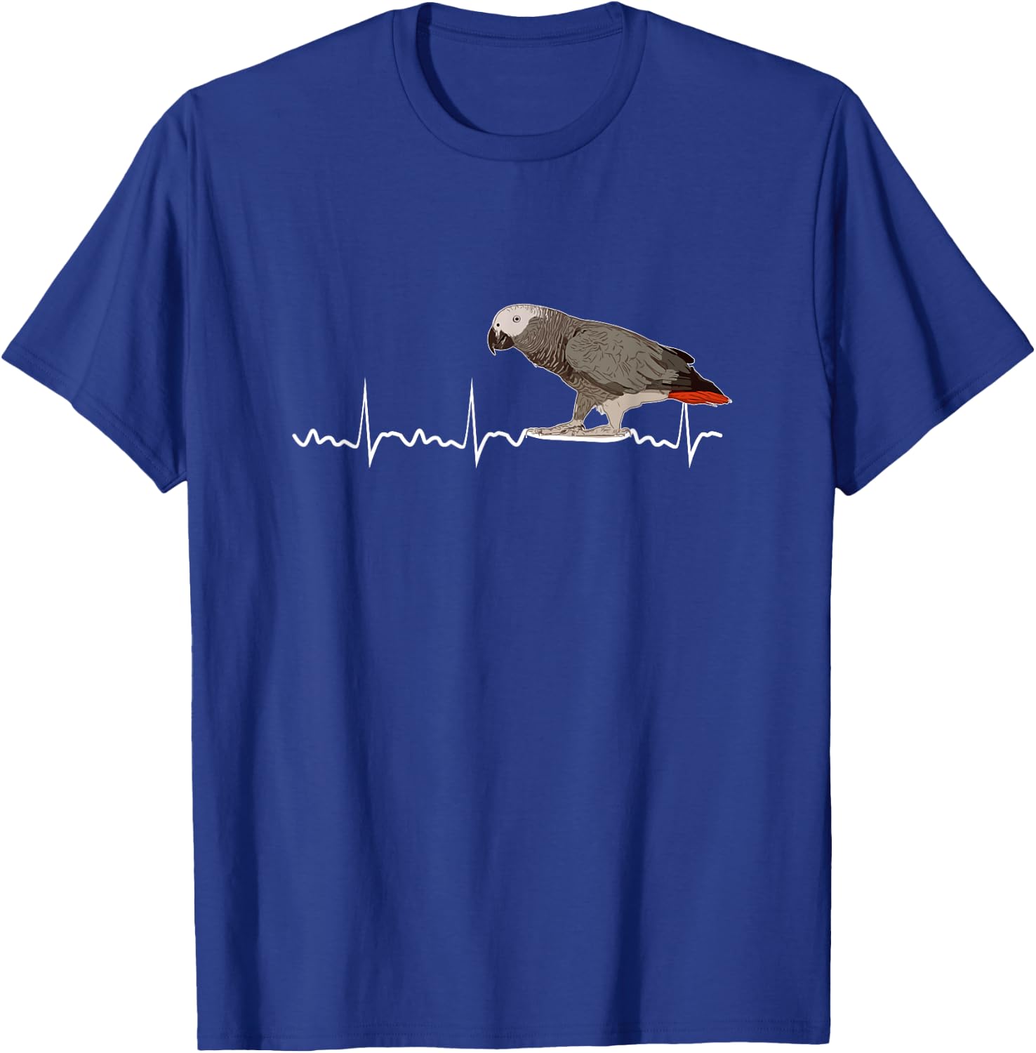 African Grey Parrot Heartbeat Parrot Bird Macaw T-Shirt - T-Shirt | Royal