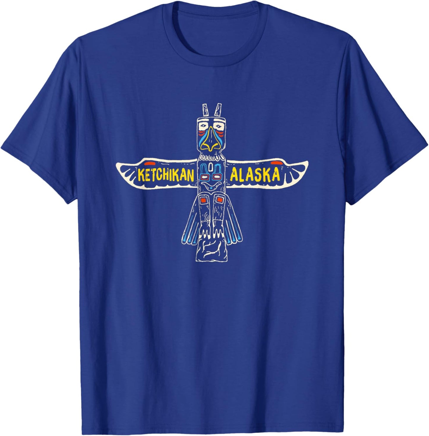Cartoon Alaska Native American Indian Totem Ketchikan Travel T-Shirt - T-Shirt | Royal