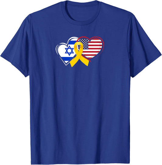Yellow Ribbon for Israel and America T-Shirt - T-Shirt | Royal