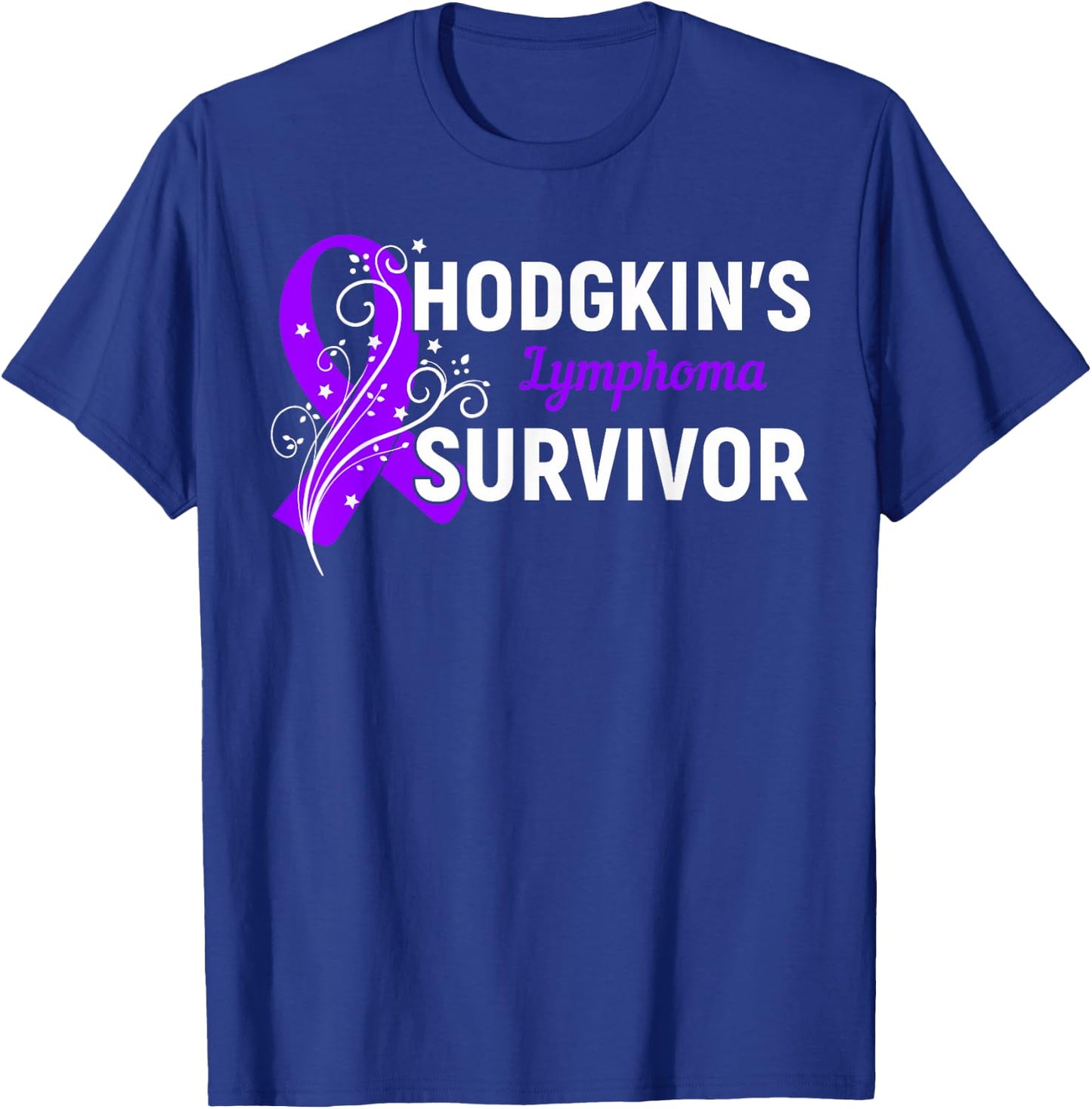 Hodgkin's Lymphoma Survivor Awareness Purple Ribbon Gift T-Shirt - T-Shirt | Royal
