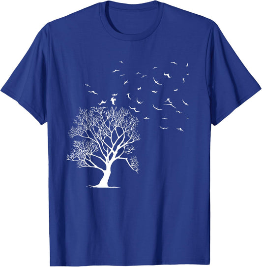 Forest Tree Wildlife Flock Of Birds Nature Outdoors Forest T-Shirt - T-Shirt | Royal