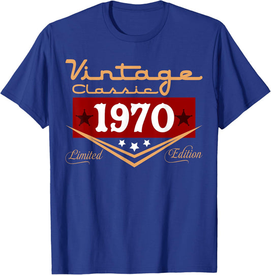 Vintage 55th Birthday Decorations Vintage 1970 55 Years Old T-Shirt - T-Shirt | Royal
