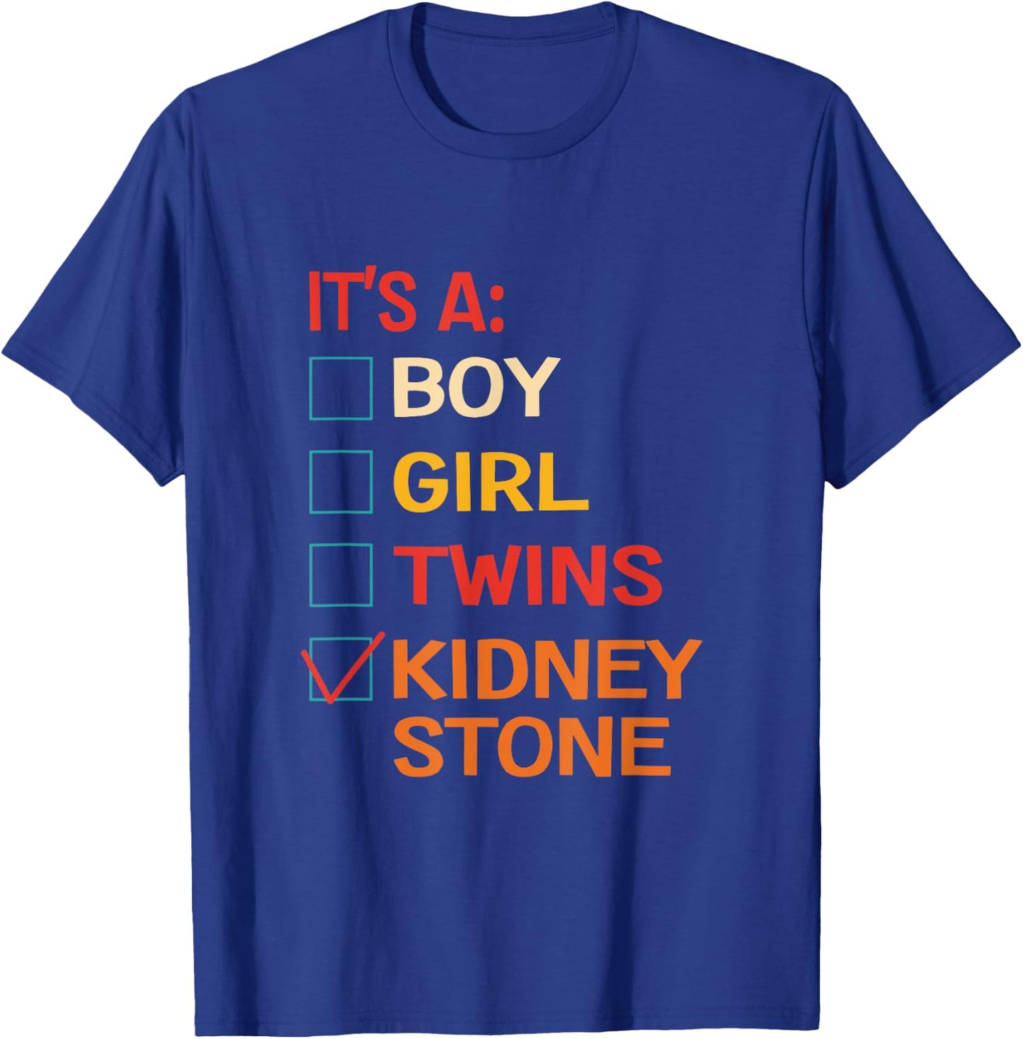 It's A Boy Girl Twins Kidney Stone Retro Vintage T-Shirt - T-Shirt | Royal