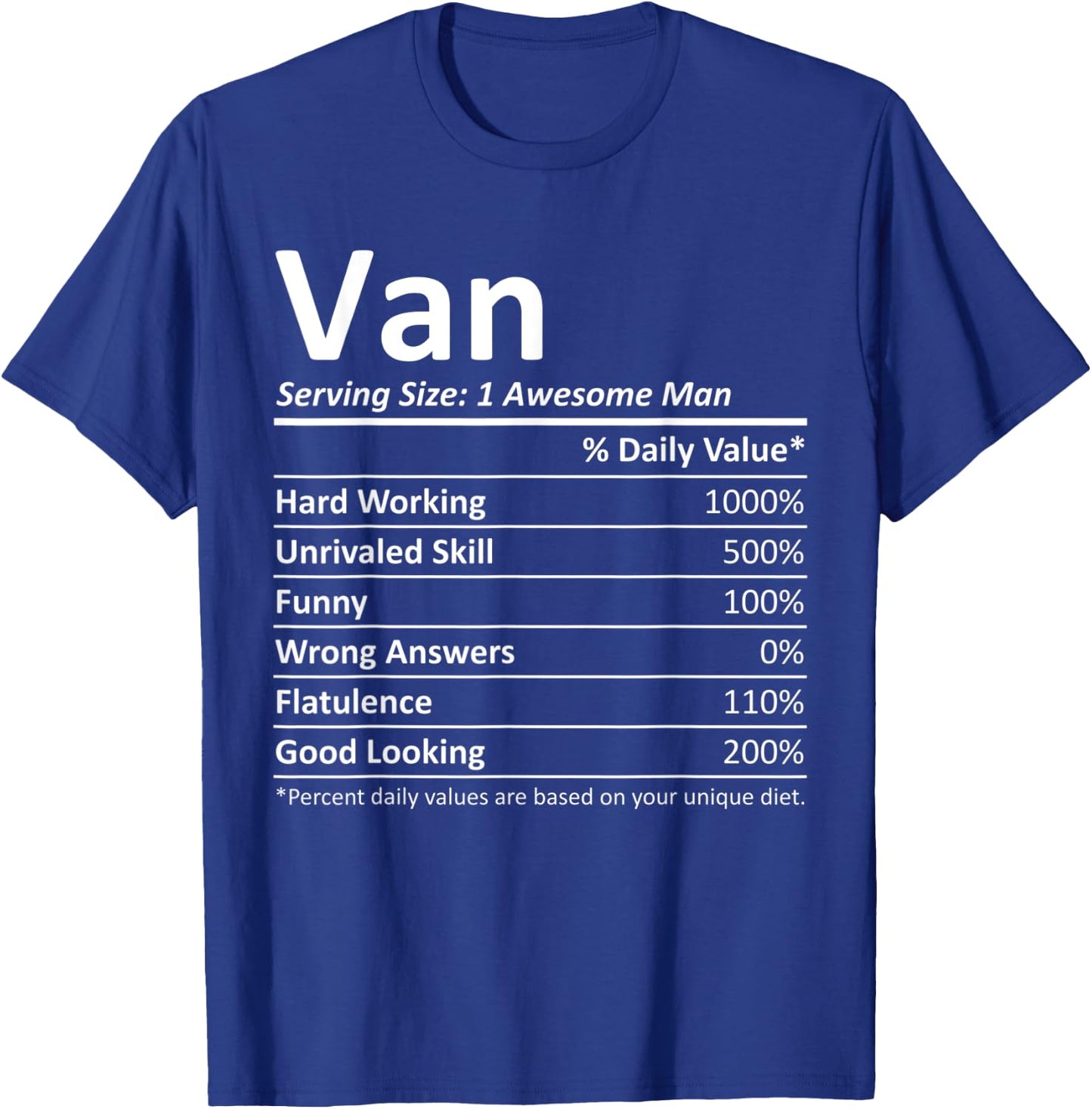 VAN Nutrition Funny Birthday Personalized Name Gift T-Shirt - T-Shirt | Royal