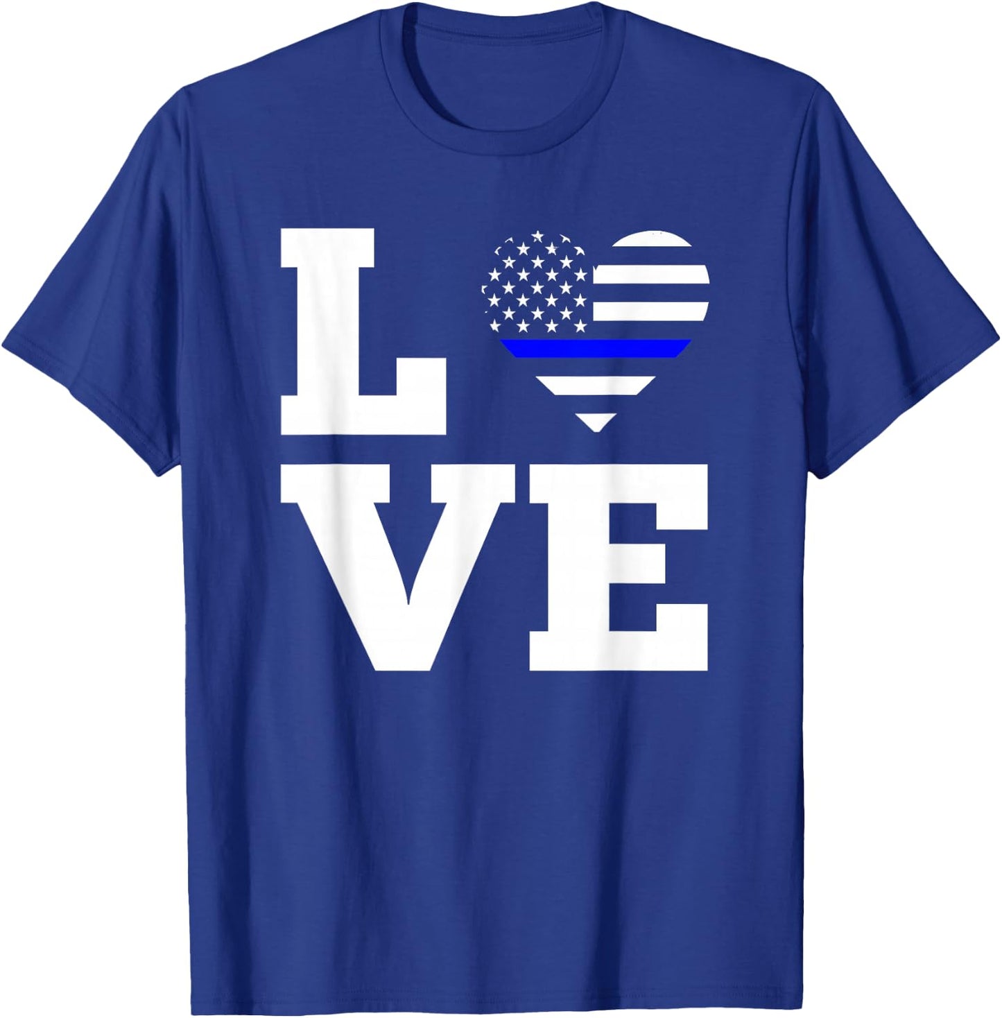Love Thin Blue Line Police T-Shirt - T-Shirt | Royal