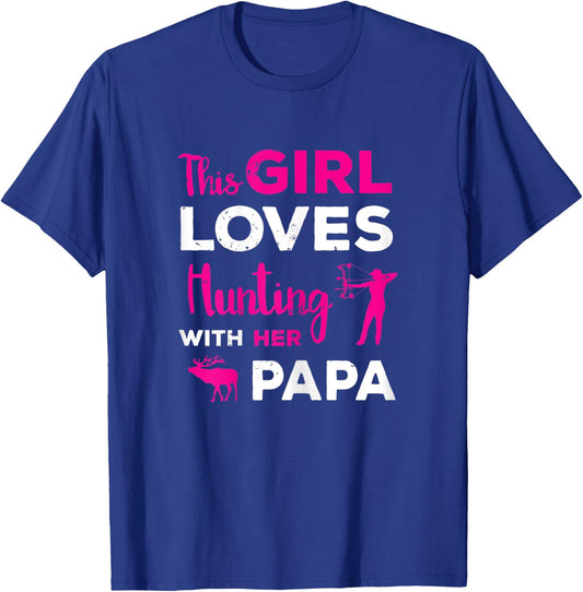 Cute Girls Hunting Gift Papa Daughter Hunting Partner Hunter T-Shirt - T-Shirt | Royal