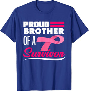 Proud Brother Of A Survivor Sister Breast Cancer Awareness T-Shirt - T-Shirt | Royal