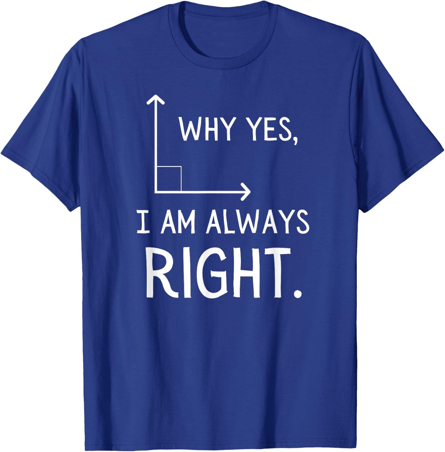 Why Yes, I Am Always Right Funny Geometry Pun T-Shirt - T-Shirt | Royal