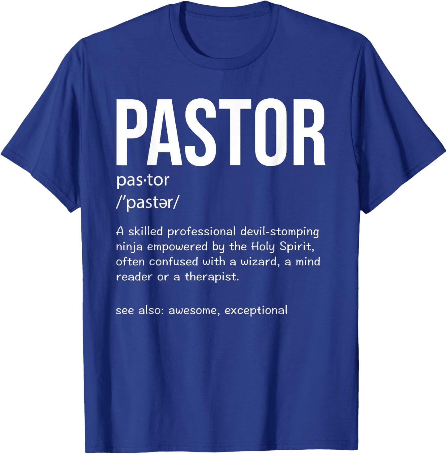 Cool Religious Lutheran Husband Wife Humor Lovers Funny Pastor Definition Christian Preachers Men Women T-Shirt - T-Shirt | Royal