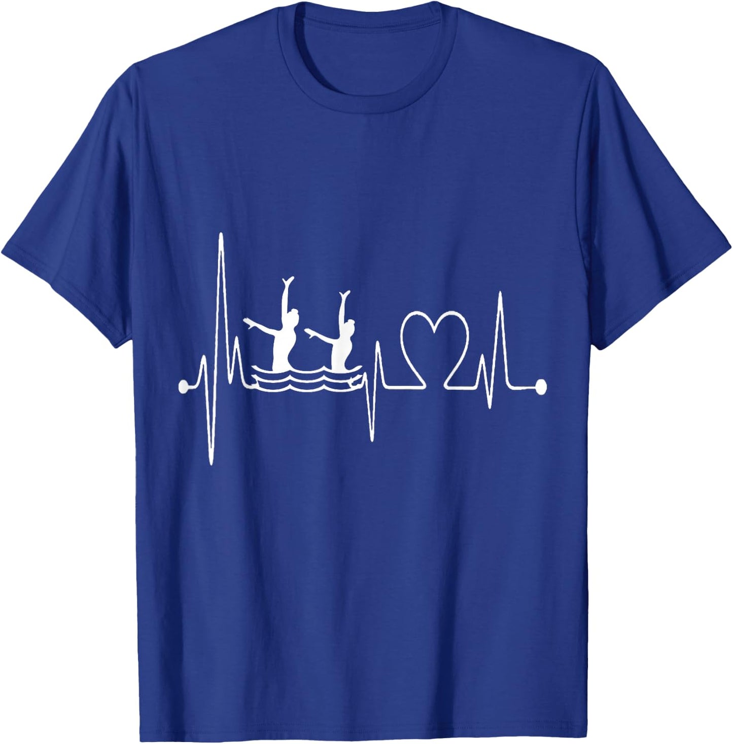 Synchro Swimming Heartbeat EKG Synchronized Swimmer Design T-Shirt - T-Shirt | Royal