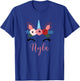 Cute Nyla Magical Floral Unicorn For Girls T-Shirt - T-Shirt | Royal