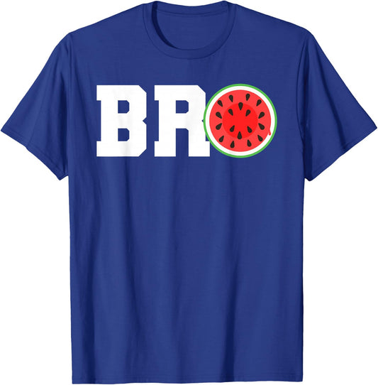 Funny Watermelon Bro Cute Summer Vacation Brother Sibling T-Shirt - T-Shirt | Royal