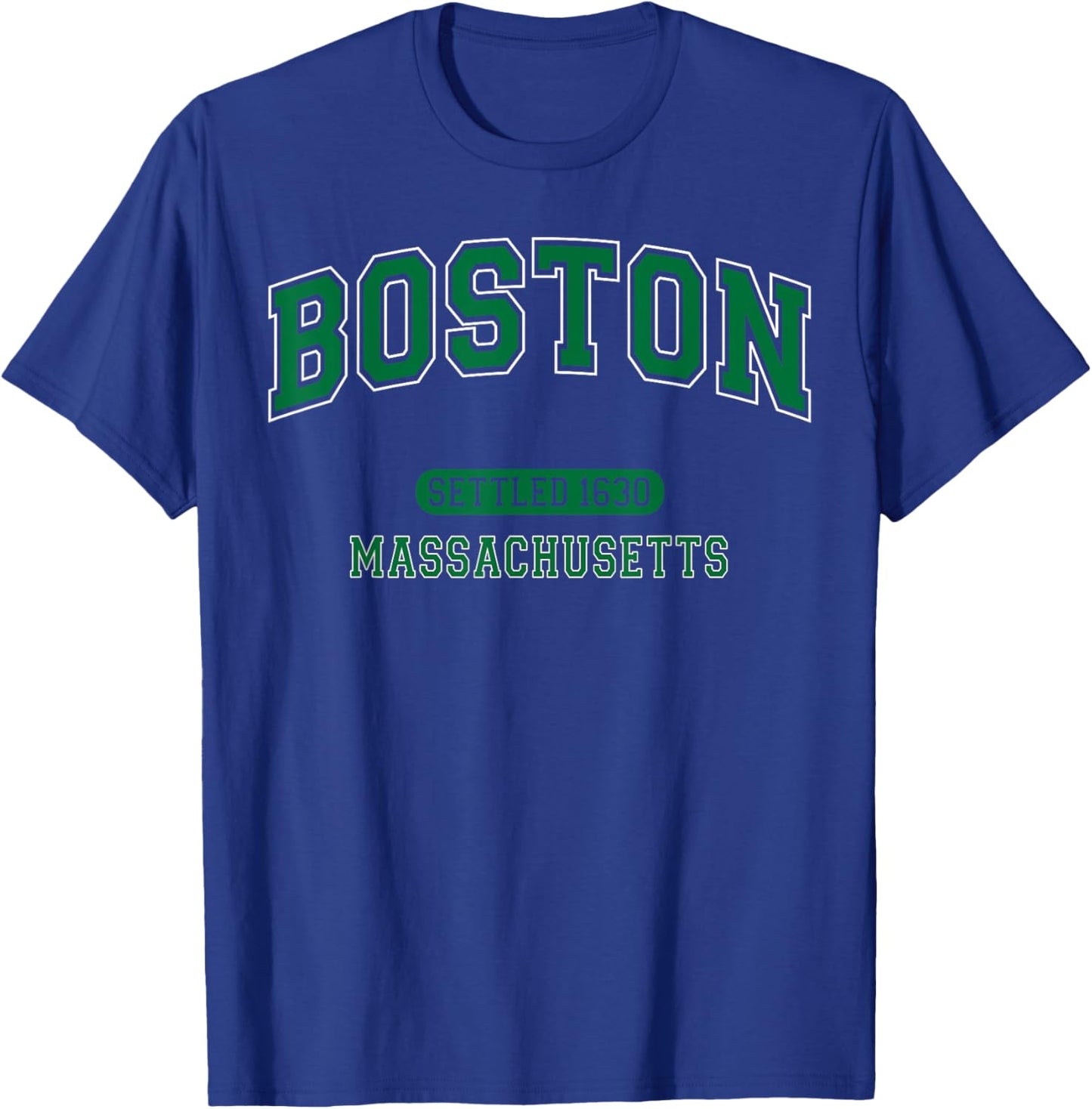 Boston Massachusetts Settled 1630 Vintage Sports Green T-Shirt - T-Shirt | Royal