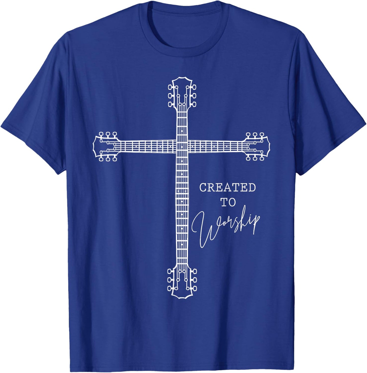 Christian Guitarist Shirt Created To Worship Musician T-Shirt - T-Shirt | Royal