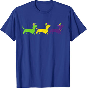 Funny Mardi Gras Dachshund Beads Gift Dog Dad Dog Mom T-Shirt - T-Shirt | Royal