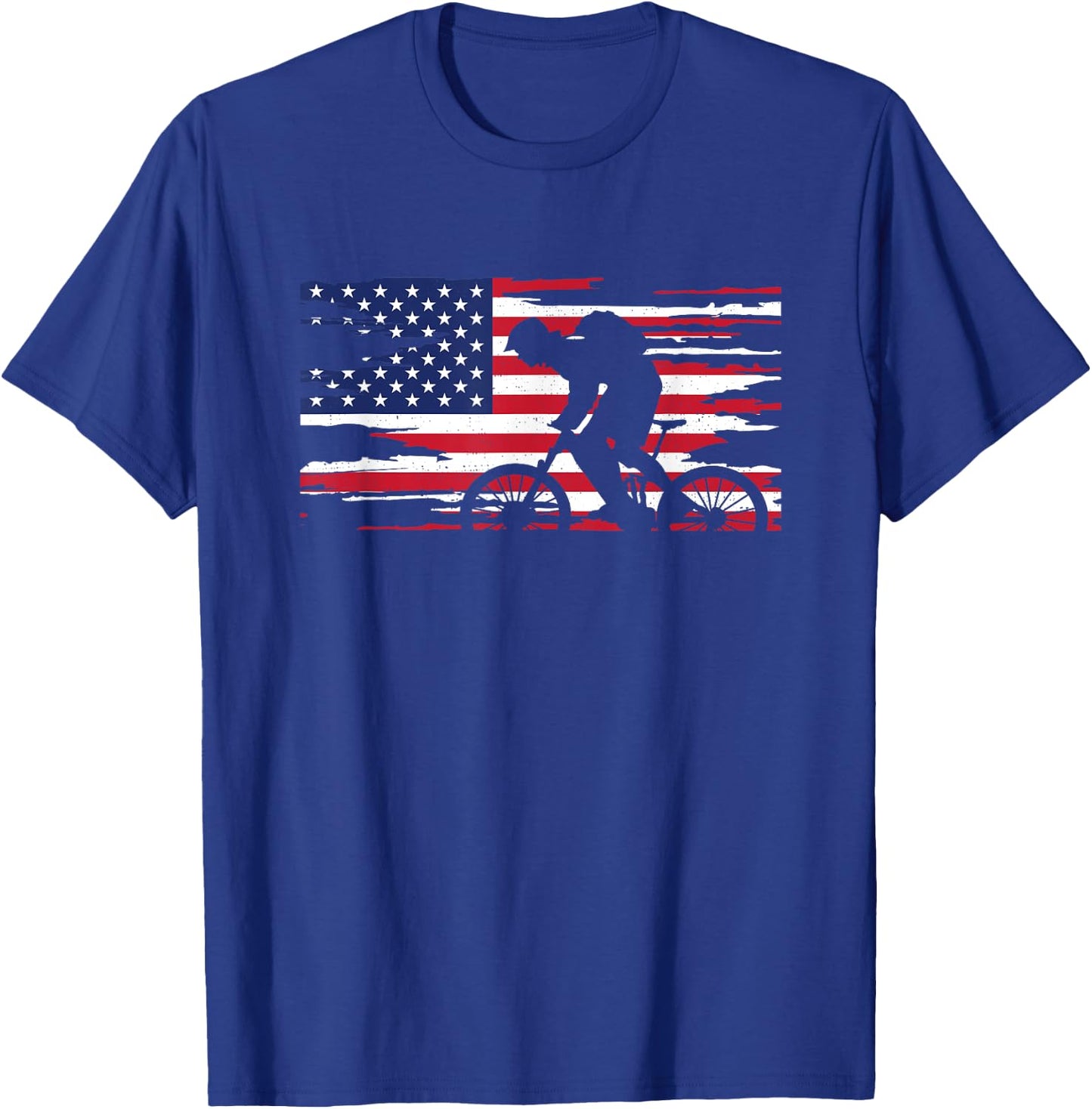 American Flag MTB Mountain Bike Apparel - MTB Mountain Bike T-Shirt - T-Shirt | Royal