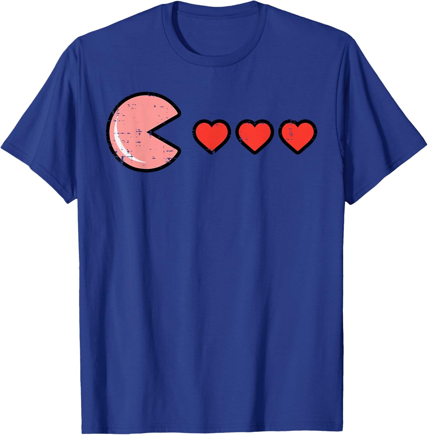 Valentines Day Hearts Funny Retro Gamer Men Boys Kids Youth T-Shirt - T-Shirt | Royal